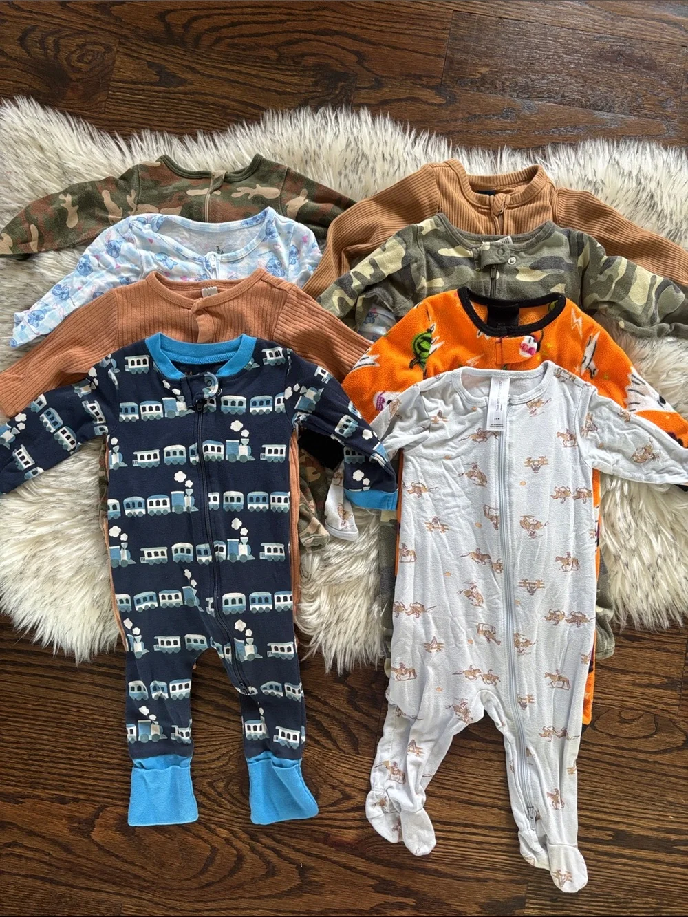 3-6M 8 Baby Boy Footie Bodysuit Bundle